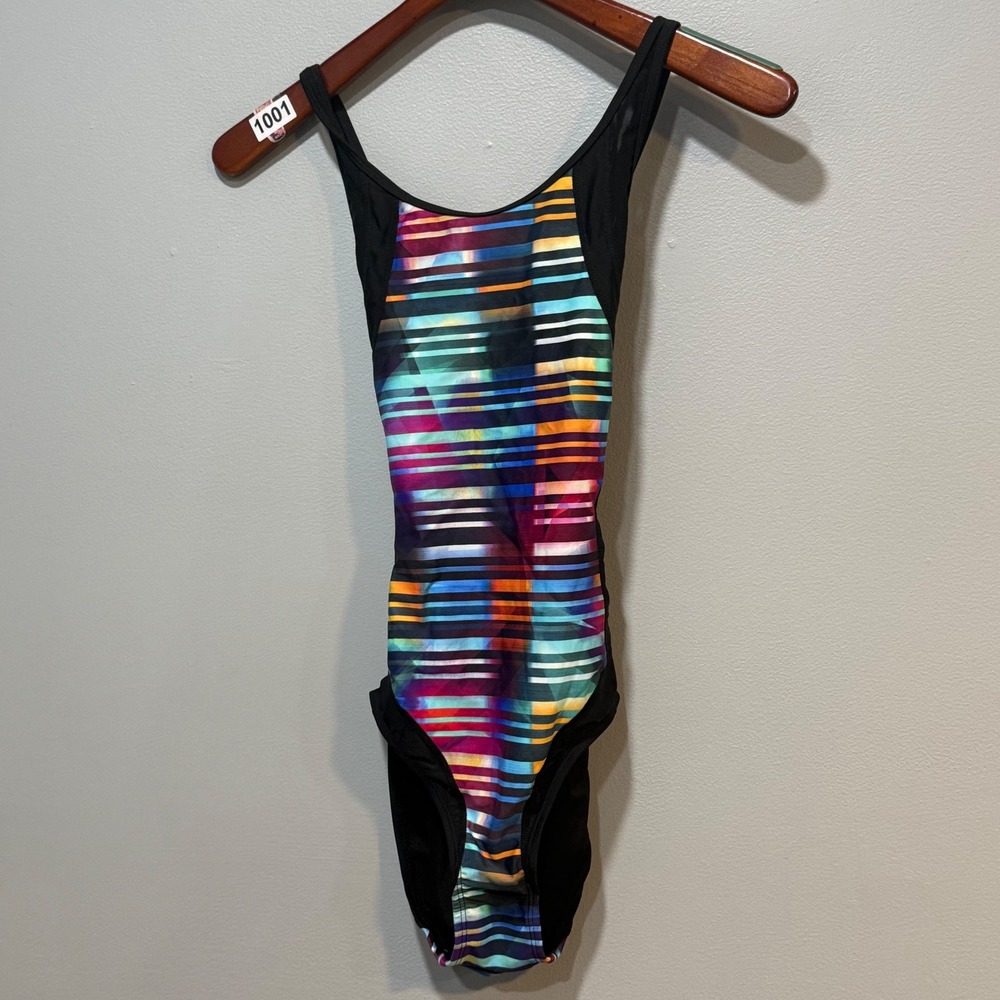 Athleta Womens Multi Color Stripe Racerback One Piece Swimsuit S 213141-02